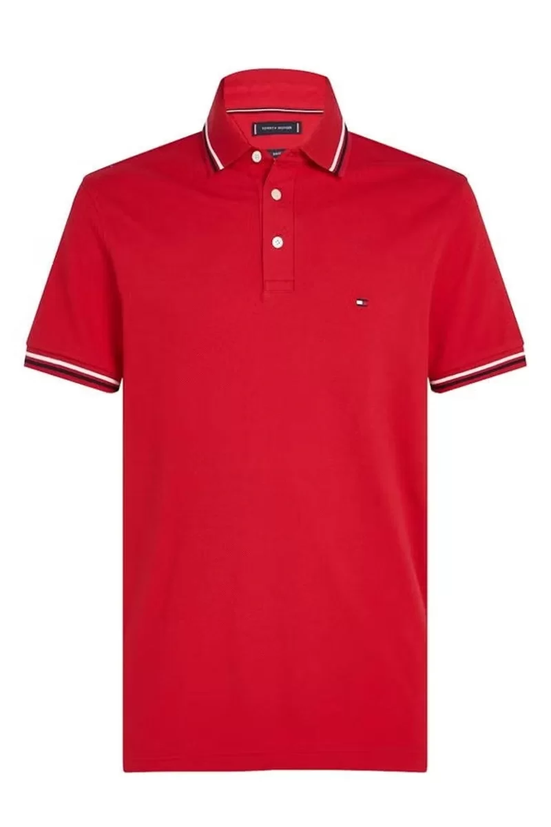 Tommy Hilfiger Erkek Kırmızı Polo Yaka Logolu T-Shirt