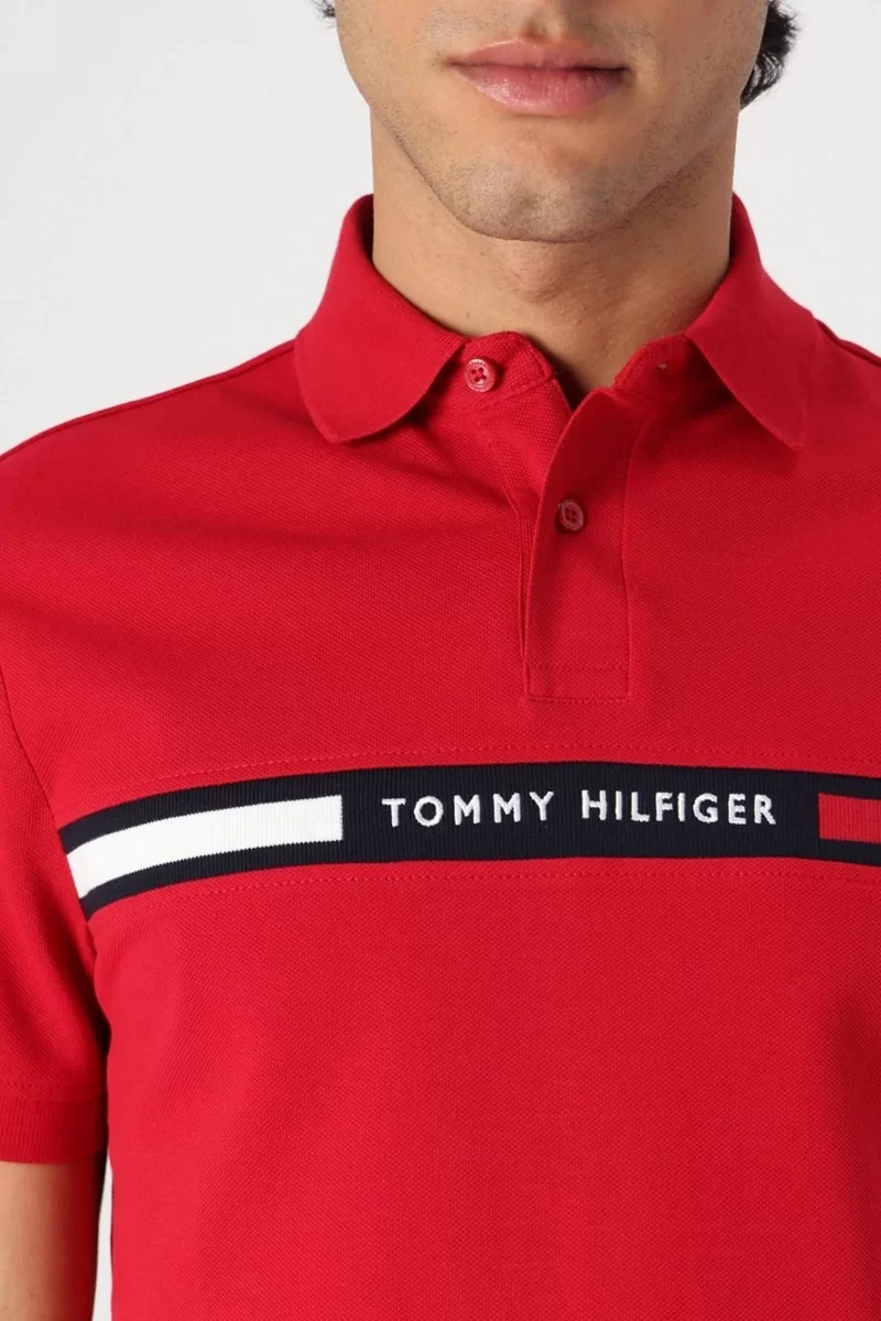 Tommy Hilfiger HILFIGER CHEST INSERT REG POLO Erkek kırmızı T-shirt MW0MW38130XLD
