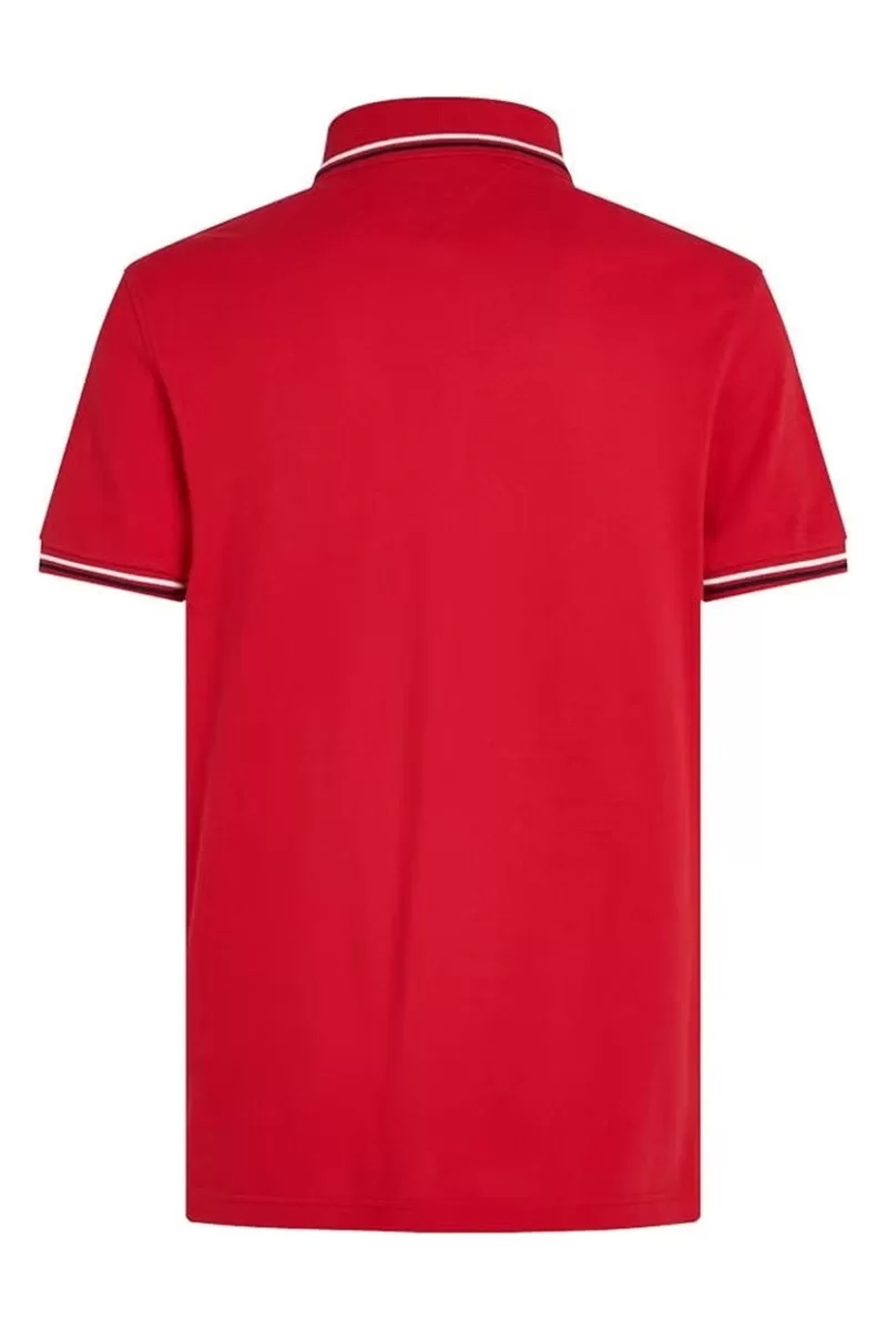 Tommy Hilfiger Erkek Kırmızı Polo Yaka Logolu T-Shirt