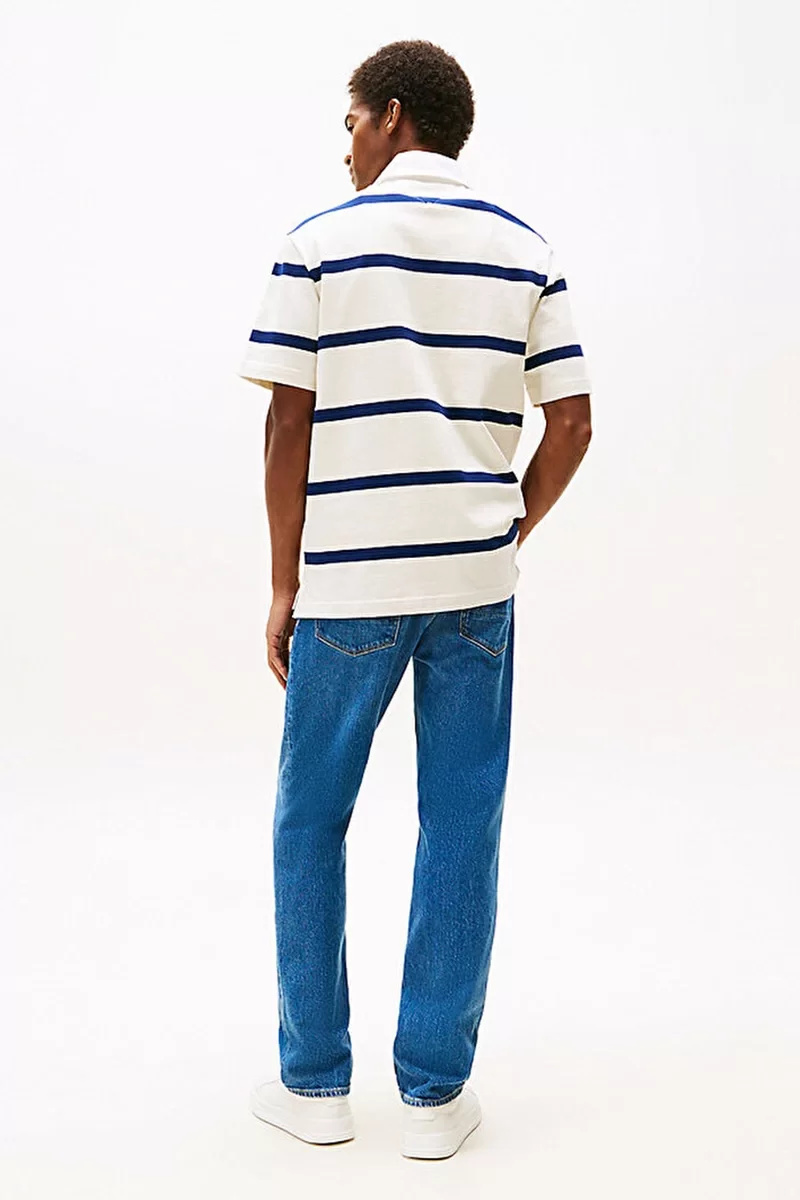 Tommy Hilfiger Erkek Kısa Kollu Klasik Kesim Rugby Mavi T-shirt MW0MW395650A4