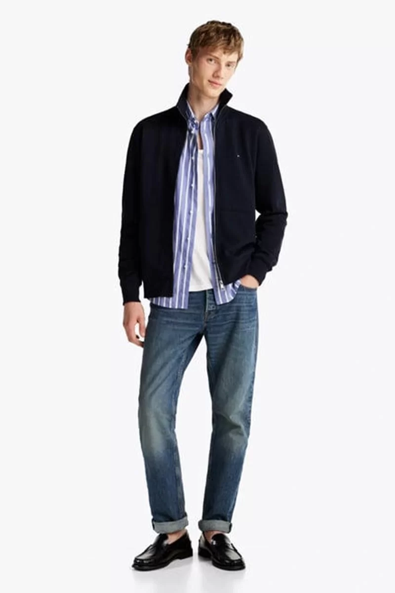 Tommy Hilfiger ESSENTIAL TERRY ZT STAND COLLAR Erkek lacivert Ceket MW0MW38084DW5