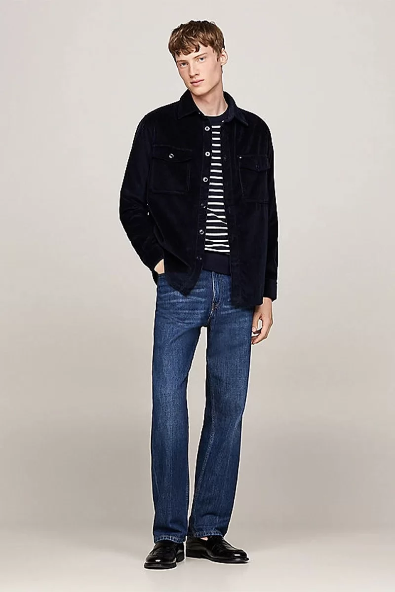 Tommy Hilfiger CORDUROY OVERSHIRT Erkek Mavi Gömlek MW0MW36855DW5