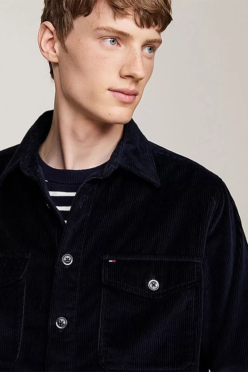 Tommy Hilfiger CORDUROY OVERSHIRT Erkek Mavi Gömlek MW0MW36855DW5