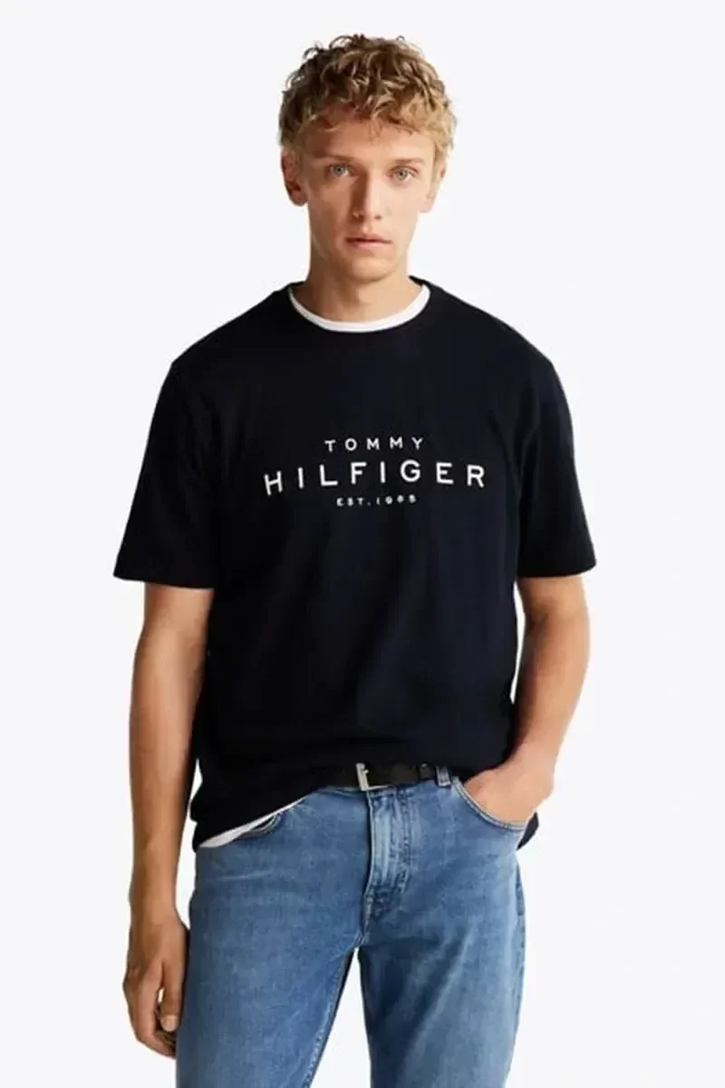 Tommy Hilfiger BIG HILFIGER TEE Erkek lacivert T-shirt MW0MW37448DW5