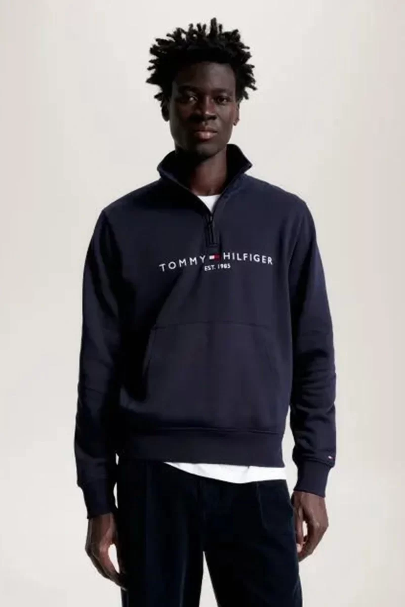 Tommy Hilfiger TOMMY LOGO MOCKNECK Erkek MAVİ Sweatshirt MW0MW20954DW5