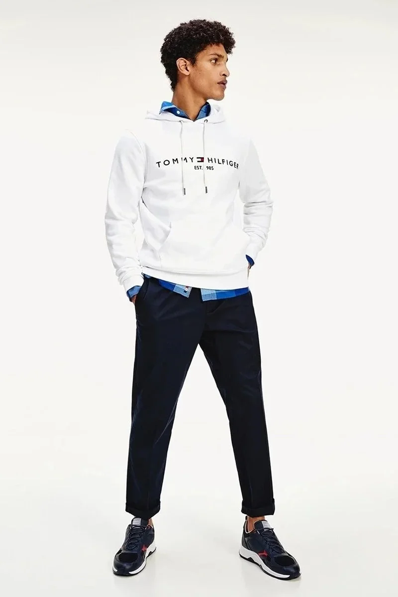 Tommy Hilfiger Erkek Logolu Kapüşonlu Sweatshirt