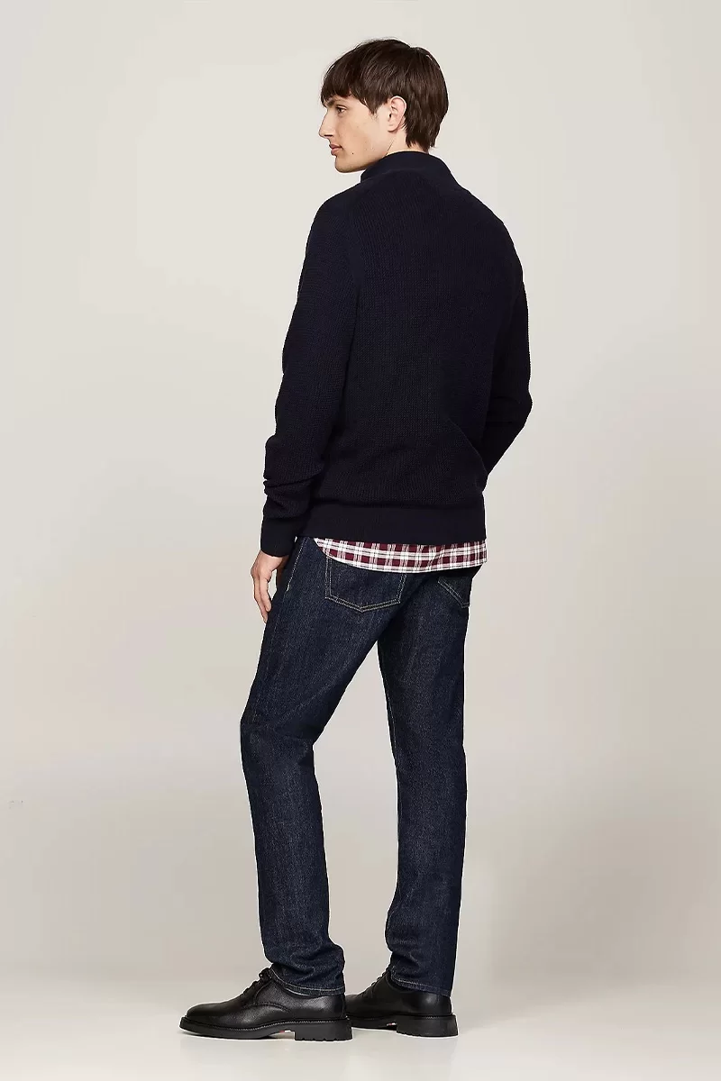 Tommy Hilfiger STRUCTURE ZIP MOCK Erkek Mavi Sweatshirt MW0MW36527DW5