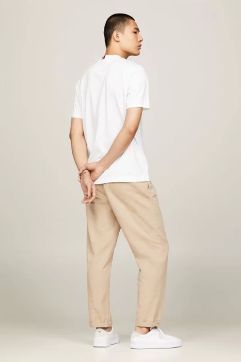 Tommy Hilfiger Erkek Monogram Nakışlı Beyaz T-shirt