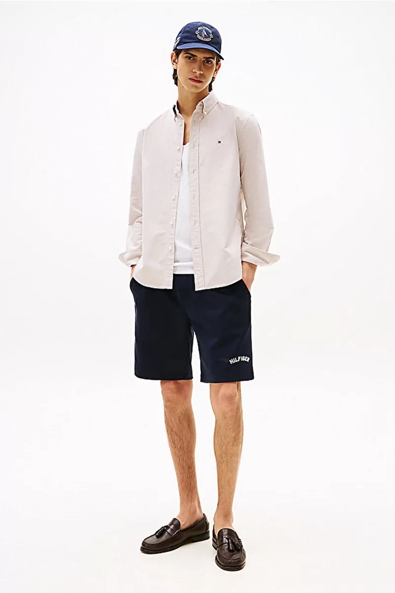 Tommy Hilfiger Erkek Normal Kesim Düz Renk Heritage Oxford Beyaz Gömlek MW0MW35774RBC
