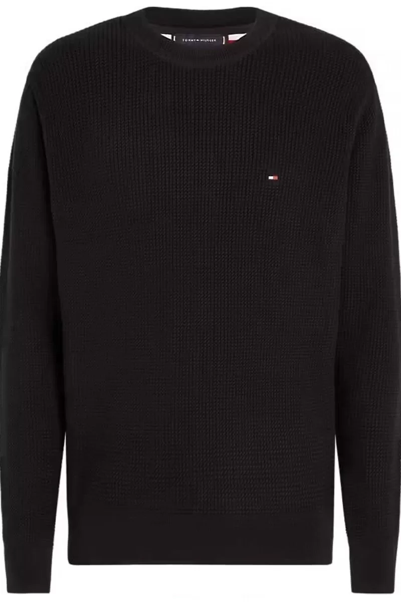Tommy Hilfiger STRUCTURE CREW  NK Erkek SİYAH Kazak MW0MW36525BDS