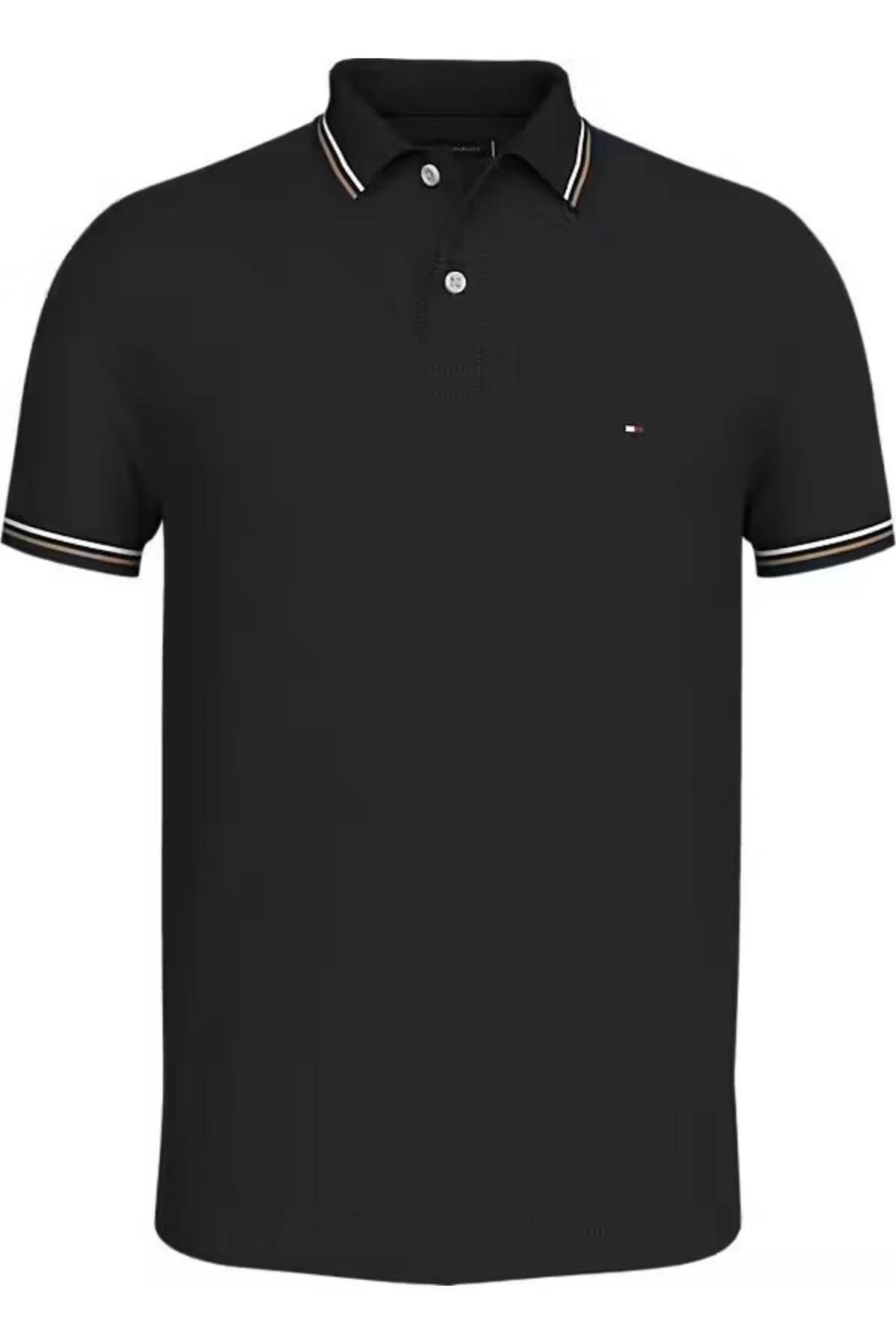 Tommy Hilfiger TIPPED SLIM FIT POLO Erkek siyah T-shirt MW0MW37346BDS
