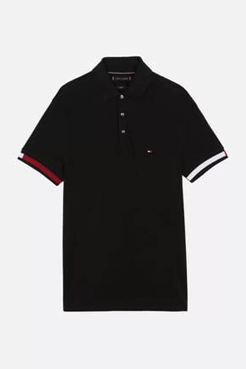 Tommy Hilfiger Erkek Siyah Polo Yaka T-Shirt