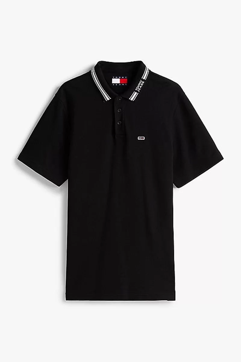 Tommy Hilfiger Erkek Siyah Regular Fit Polo Yaka T-Shirt