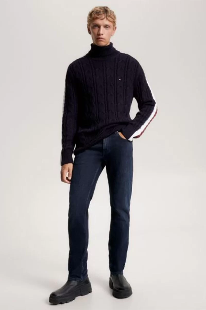 Tommy Hilfiger STRAIGHT DENTON STR MEEK BLUEBLK Erkek Denim Jeans MW0MW333381BL