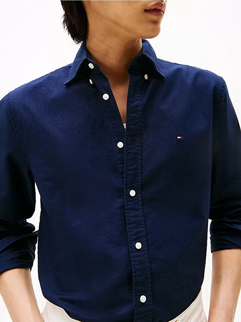 Tommy Hilfiger Erkek  Solid Heritage Oxford Lacivert Gömlek MW0MW357740G0