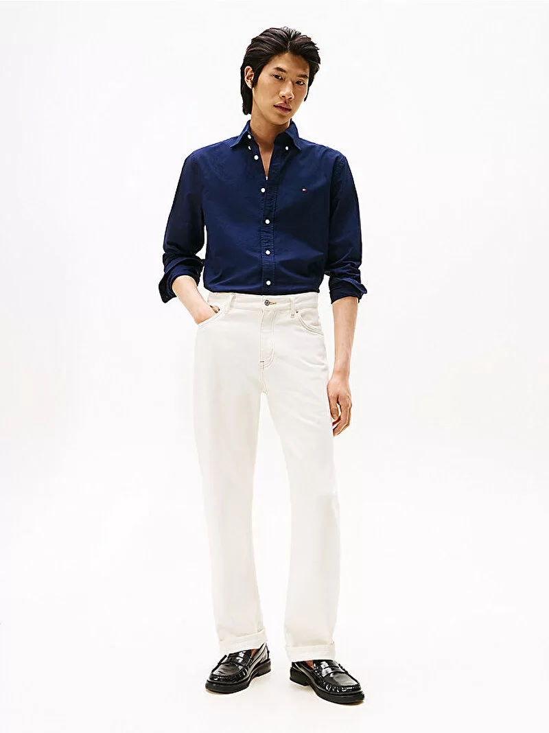 Tommy Hilfiger Erkek  Solid Heritage Oxford Lacivert Gömlek MW0MW357740G0