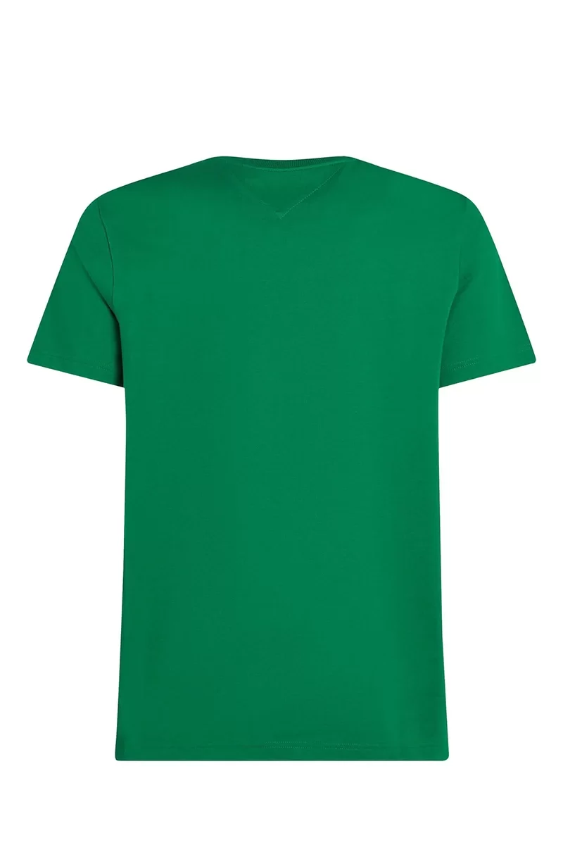 Tommy Hilfiger VERTICAL FLAG TEE Erkek yeşil T-shirt MW0MW36512L4F