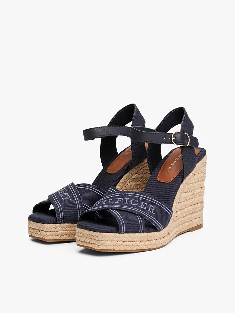 Tommy Hilfiger Kadın Lacivert Yüksek Taban Espadril Sandalet