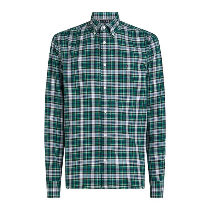 Tommy Hilfiger FLEX POPLIN PLAID SMALL RF SHIRT Erkek Yeşil Gömlek MW0MW375570H7