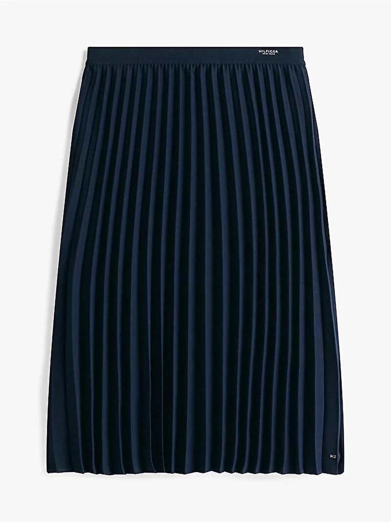 Tommy Hilfiger FLUID PLEATED PULL ON MIDI SKIRT Kadın Mavi Etek WW0WW43886C1G