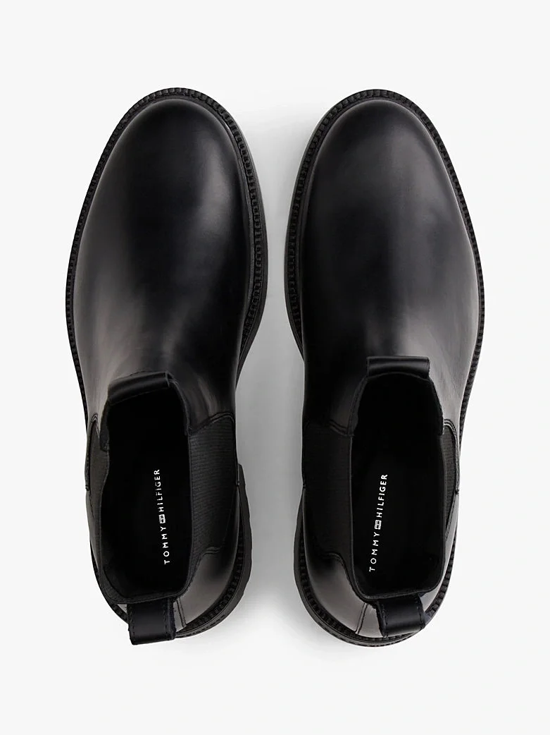 Tommy Hilfiger Hilfiger Comfort Hafif Deri Chelsea Erkek Siyah Bot FM0FM05591BDS