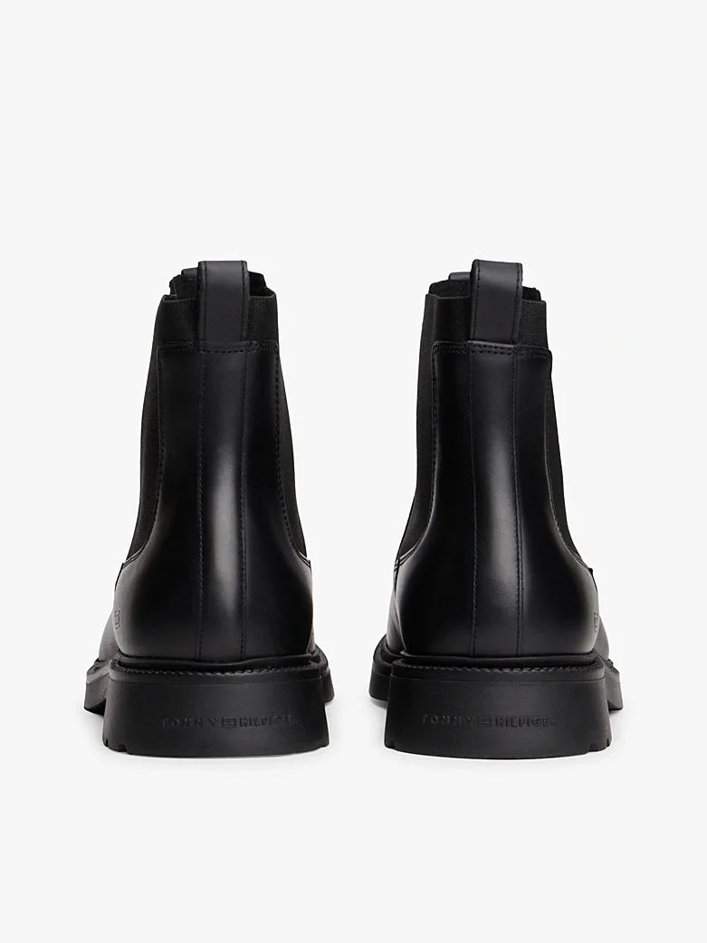 Tommy Hilfiger Hilfiger Comfort Hafif Deri Chelsea Erkek Siyah Bot FM0FM05591BDS