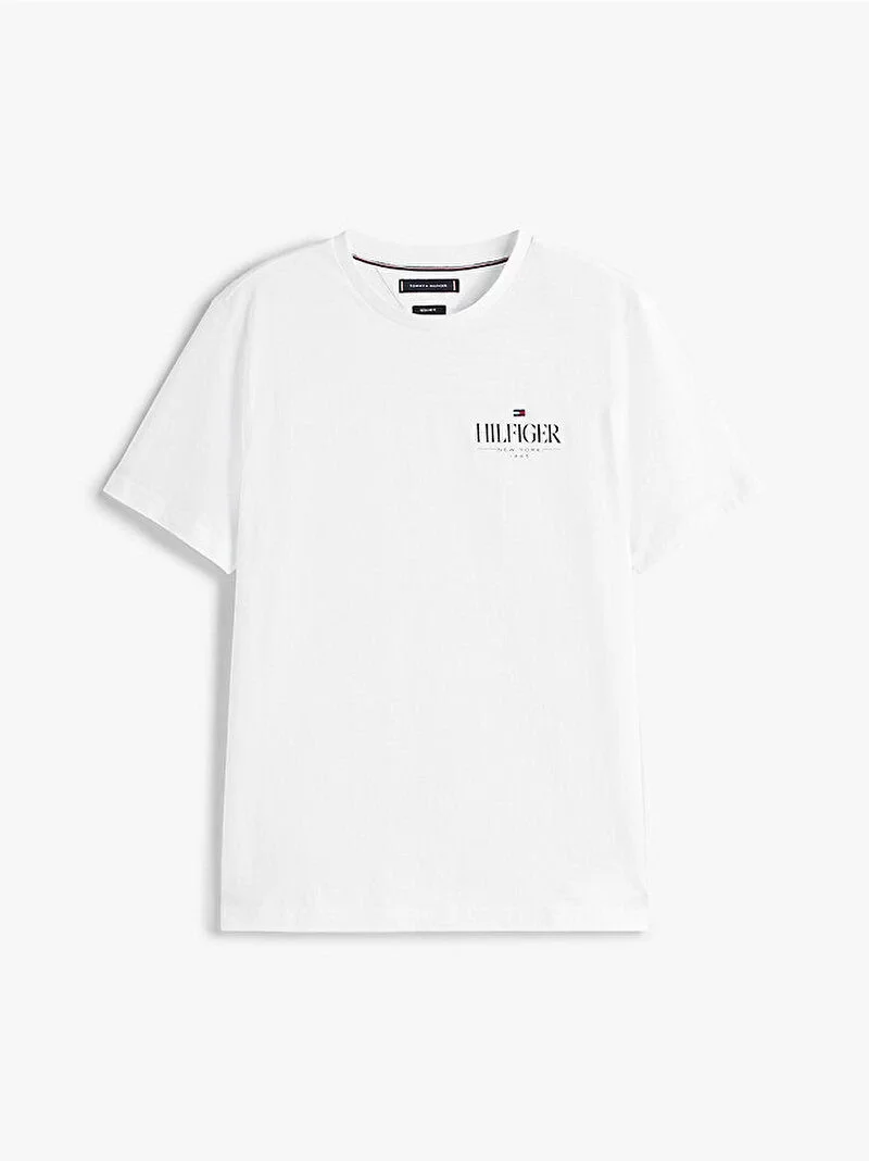 Tommy Hilfiger HILFIGER STACK TEE Erkek Beyaz T-shirt MW0MW39355YBR
