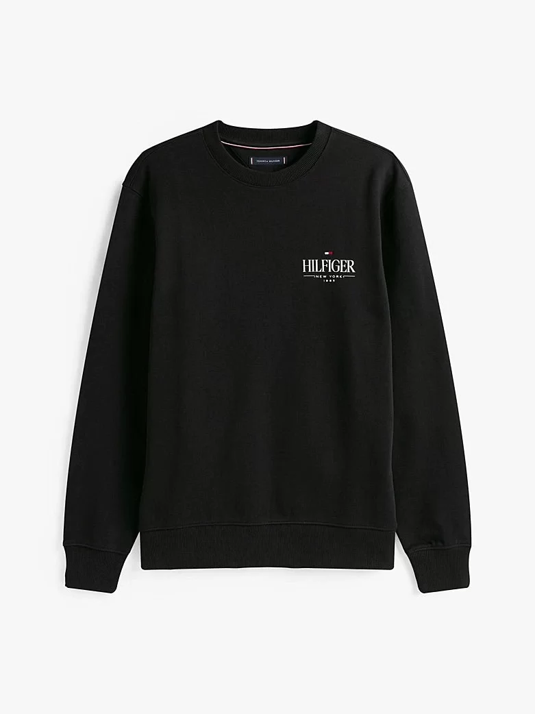 Tommy Hilfiger HILFIGER STACKED SWEATSHIRTS Erkek Siyah Kazak MW0MW39376BDS