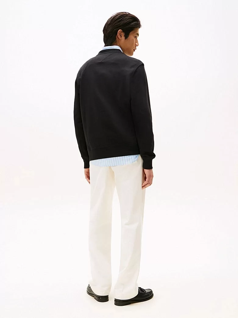 Tommy Hilfiger HILFIGER STACKED SWEATSHIRTS Erkek Siyah Kazak MW0MW39376BDS