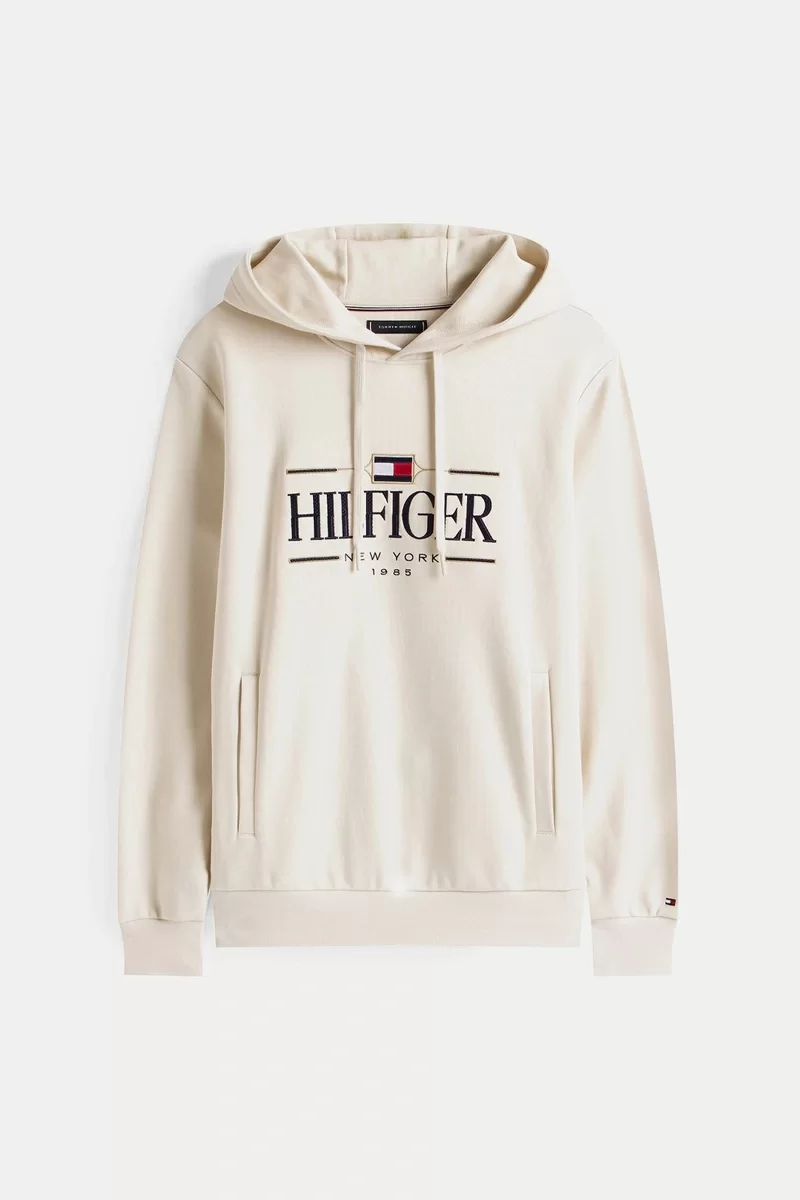 Tommy Hilfiger ICON HILFIGER HOODIE Erkek Bej Kazak MW0MW39586ACG