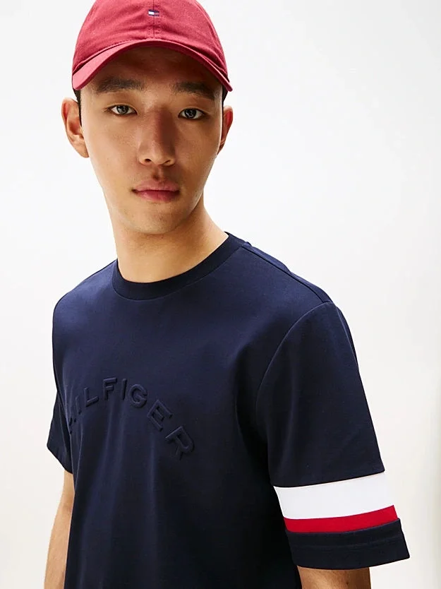 Tommy Hilfiger İkonik Renk Bloklu Eklemeli Erkek Mavi T-shirt MW0MW40018DW5