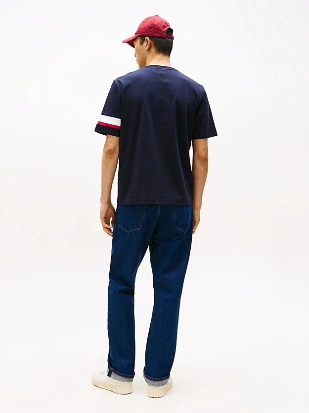 Tommy Hilfiger İkonik Renk Bloklu Eklemeli Erkek Mavi T-shirt MW0MW40018DW5