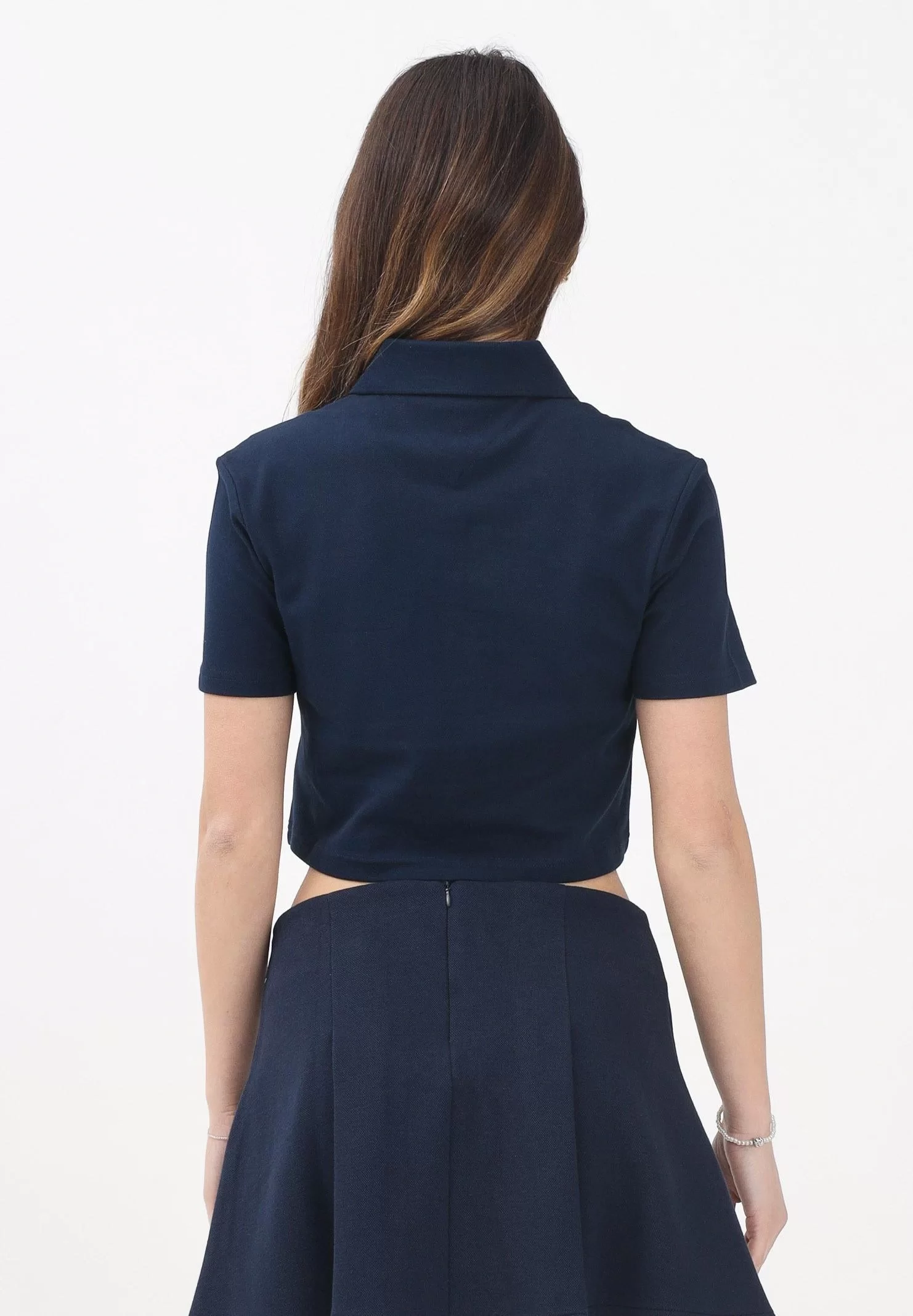 Tommy Jeans TJW CRP BADGE SS POLO Kadın beyaz Crop DW0DW21363C1G