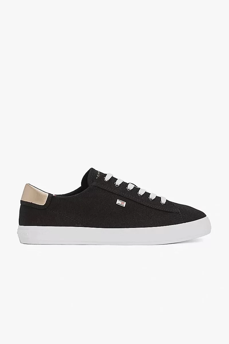 Tommy Hilfiger Kadın Canvas Metalik  Siyah Sneaker