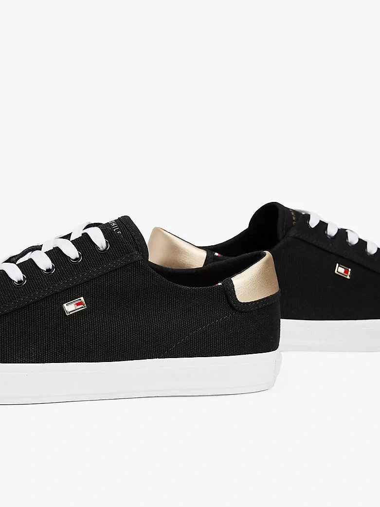 Tommy Hilfiger Kadın Canvas Metalik  Siyah Sneaker