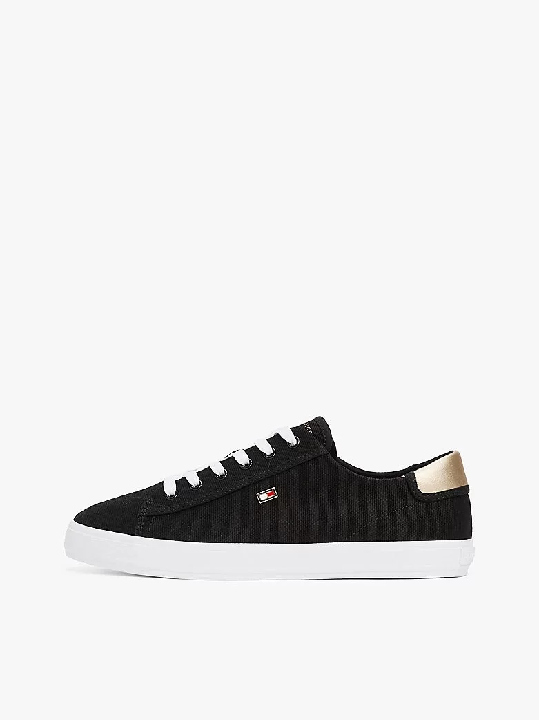 Tommy Hilfiger Kadın Canvas Metalik  Siyah Sneaker