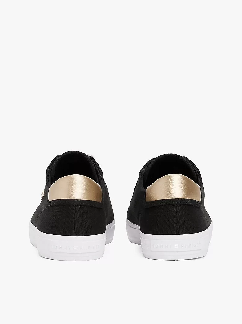 Tommy Hilfiger Kadın Canvas Metalik  Siyah Sneaker