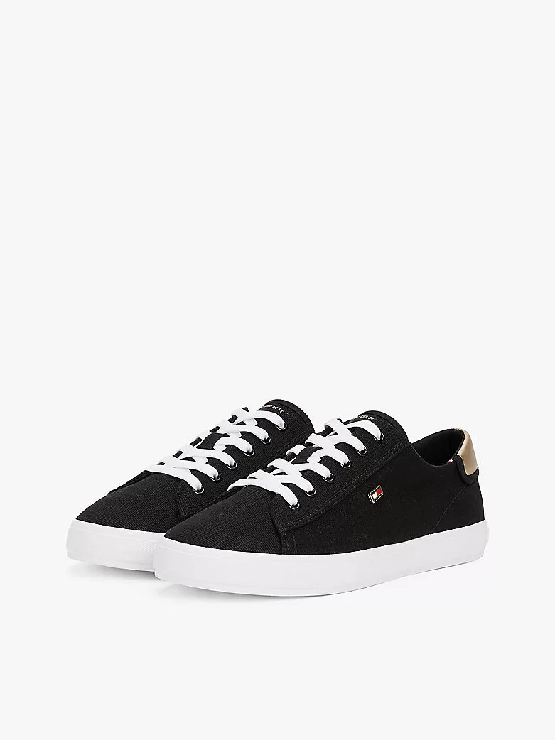 Tommy Hilfiger Kadın Canvas Metalik  Siyah Sneaker