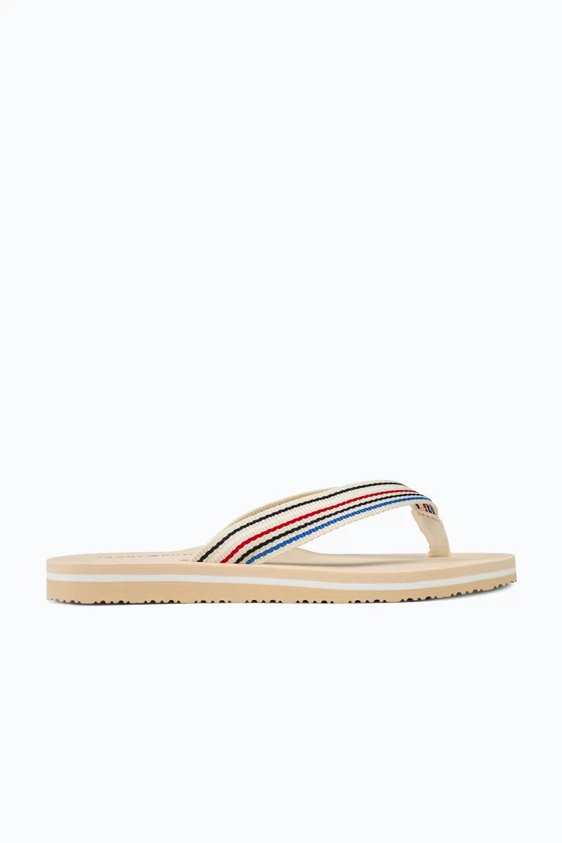 Tommy Hilfiger TH STRIPES BEACH SANDAL Kadın Beyaz Terlik FW0FW07857AEF