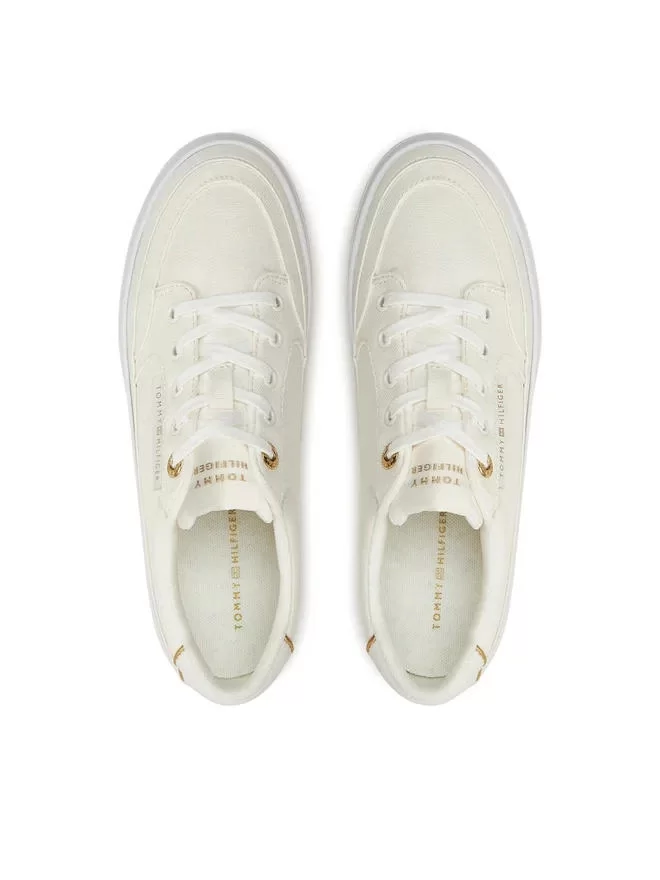 Tommy Hilfiger ESSENTIAL VULC TEXTILE SNEAKER Kadın ekru Sneaker FW0FW08323YBL