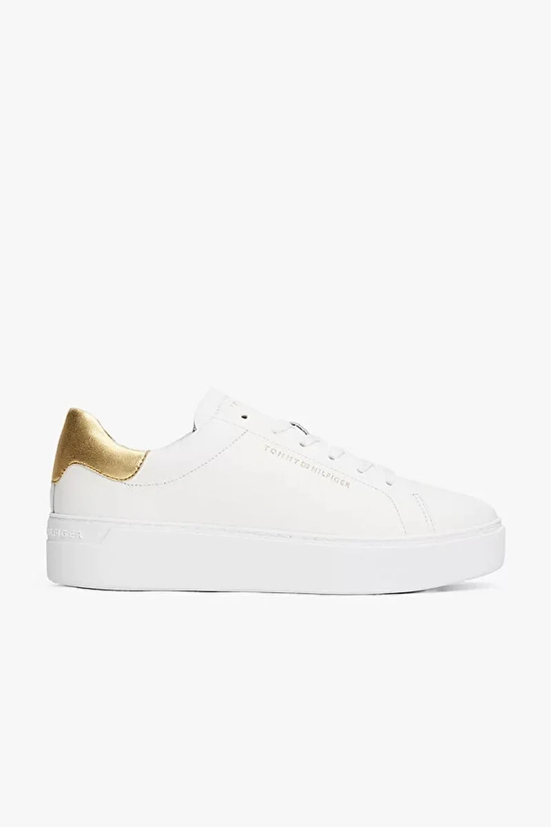 Tommy Hilfiger Kadın Klasik Platformlu Kort Tarzı Gold Sneaker FW0FW087560HT