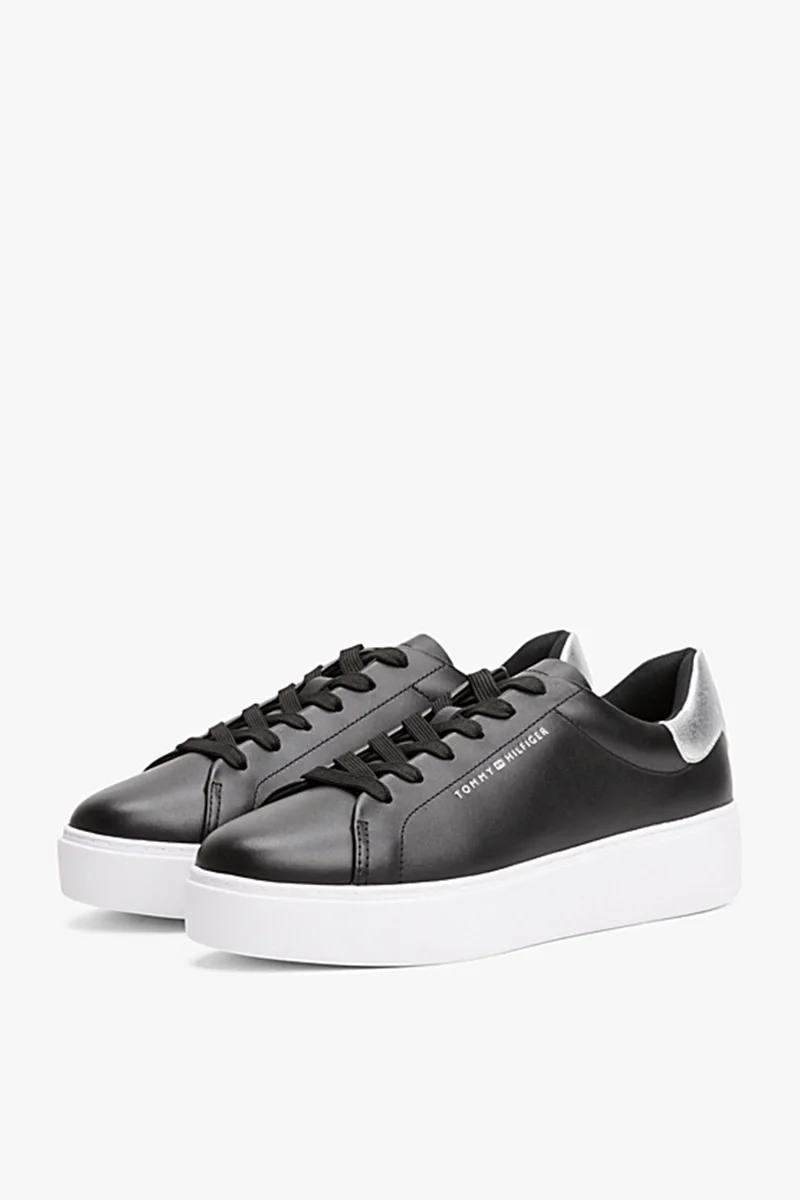Tommy Hilfiger Kadın Klasik Platformlu Kort Tarzı Siyah Sneaker FW0FW08756BDS