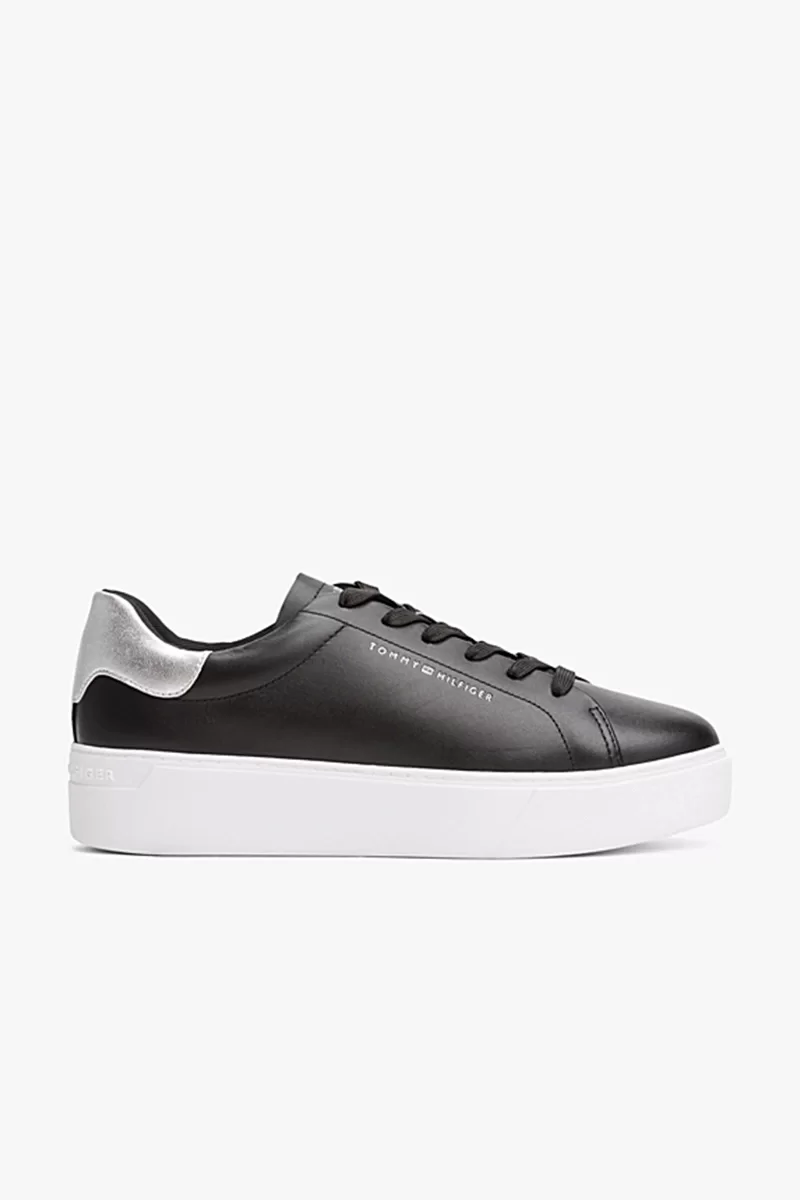 Tommy Hilfiger Kadın Klasik Platformlu Kort Tarzı Siyah Sneaker FW0FW08756BDS