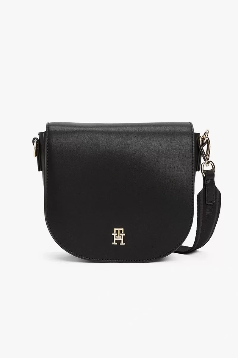 Tommy Hilfiger TH LOGOTAPE SADDLE BAG Kadın siyah Çapraz Çanta AW0AW17184BDS