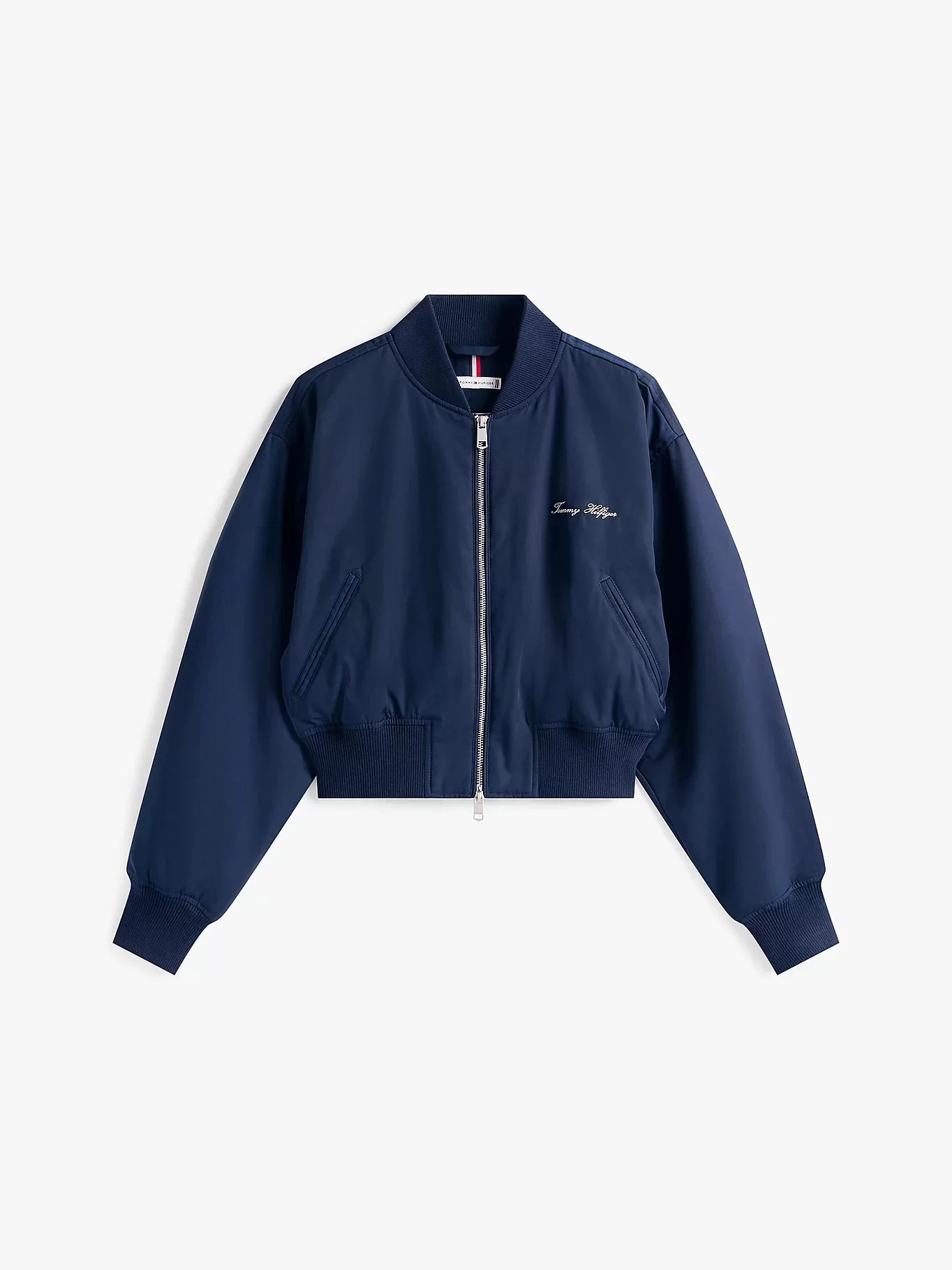 Tommy Hilfiger Kadın Naylon Normal Kesim Kısa Mavi Bomber  Ceket WW0WW45634C1G