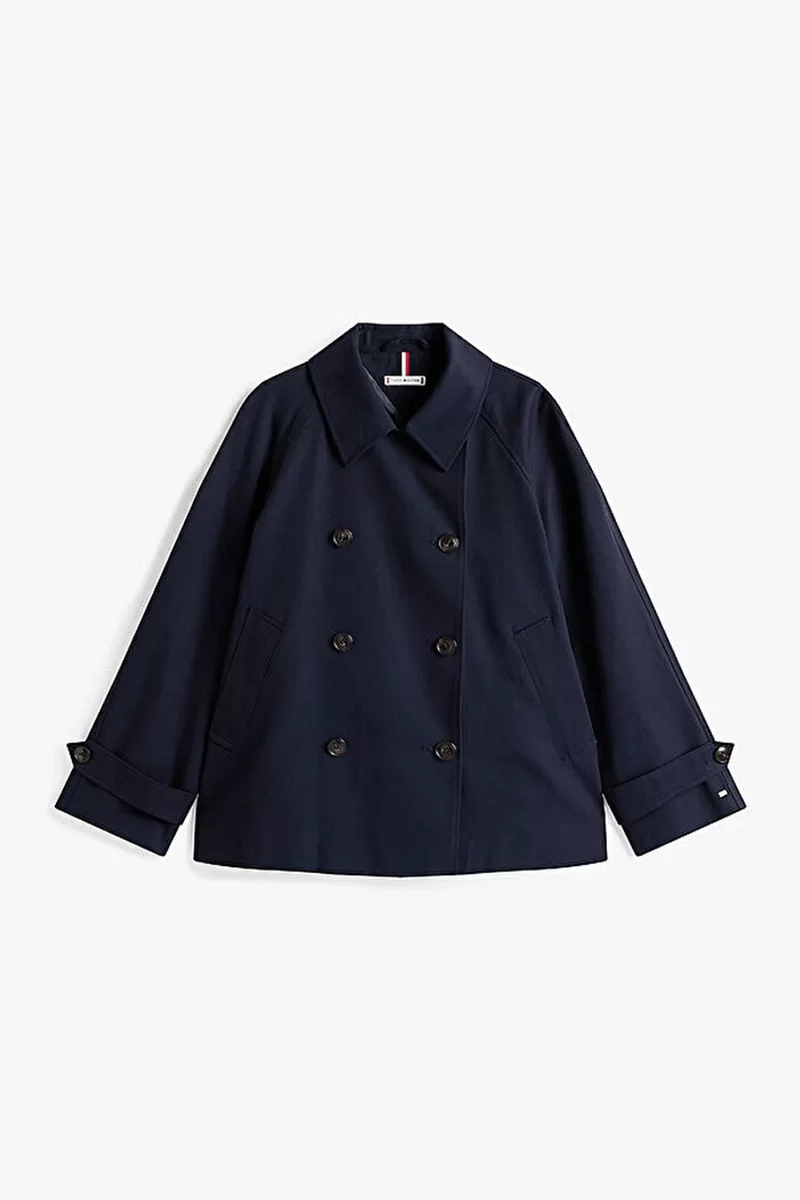 Tommy Hilfiger Kadın Pamuklu Normal Kesim Kısa Mavi Mont WW0WW45618DW5