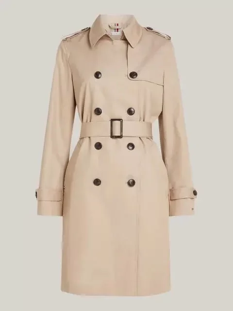 Tommy Hilfiger COTTON DB SLIM FIT TRENCH Kadın  Trençkot WW0WW42133AEG