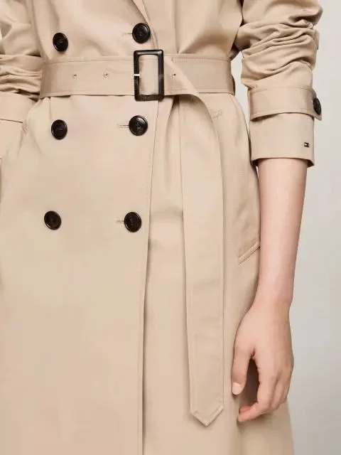 Tommy Hilfiger COTTON DB SLIM FIT TRENCH Kadın  Trençkot WW0WW42133AEG