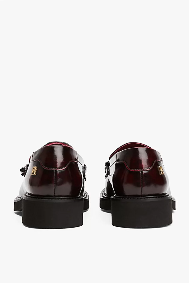 Tommy Hilfiger Kadın Püsküllü Köşeli Burun Deri Kırmızı Loafer FW0FW08749XJS