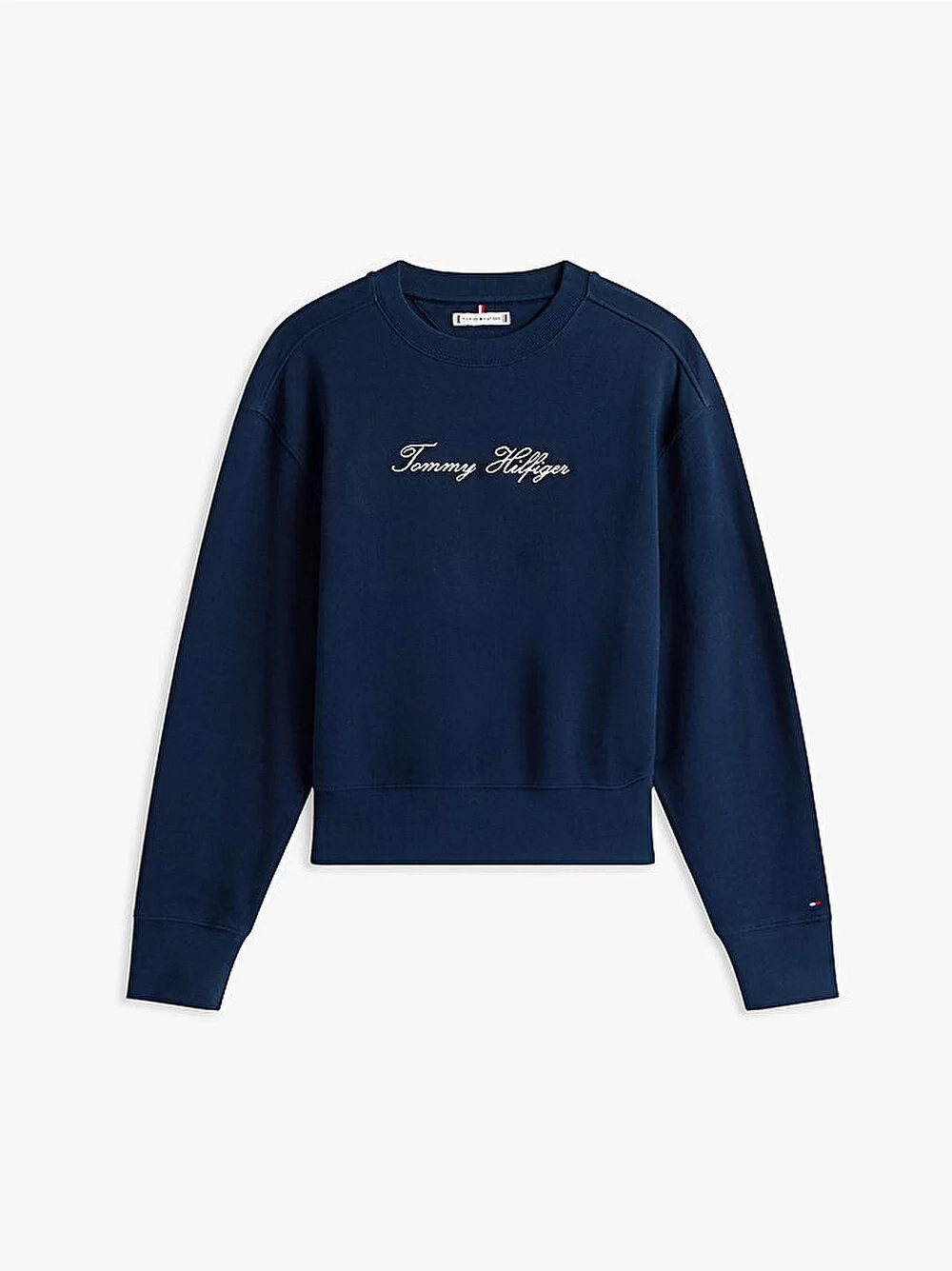 Tommy Hilfiger Kadın Simli Yazı Baskılı Normal Kesim Mavi Kazak WW0WW47159C1G